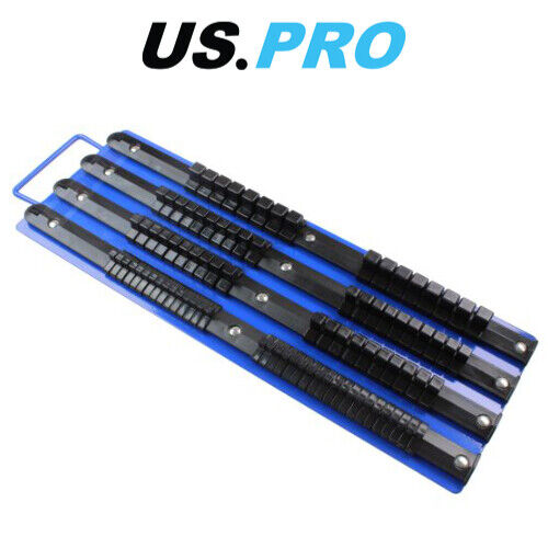 💥SALE💥US PRO Tools Socket Rail Tray Holds 86 Sockets, 1/4" 3/8" 1/2" Drive Clips 6741 5060599862811