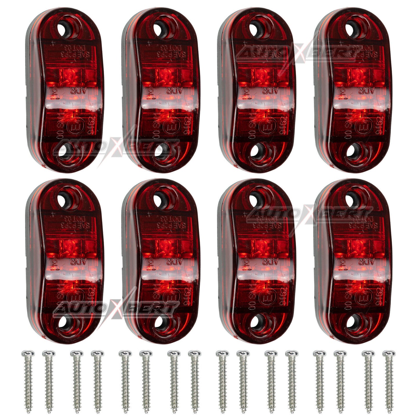 8x Red 12V 24V LED Side Tail Marker Indicators Light Lamp Truck Trailer Van RV