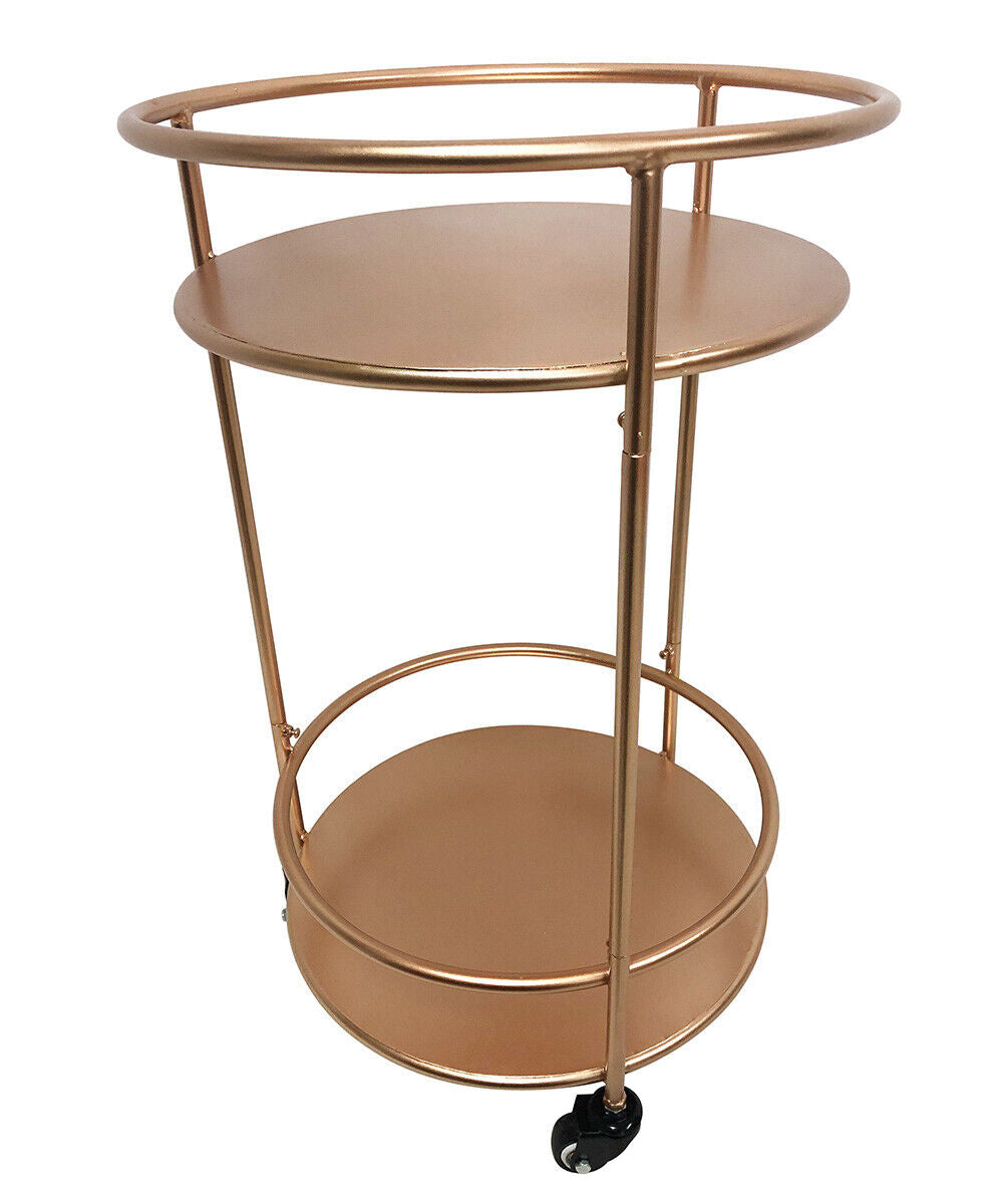 Rose Gold Drinks Trolley with 2 Tiers 30's Art Deco Vintage Home Bar Cart