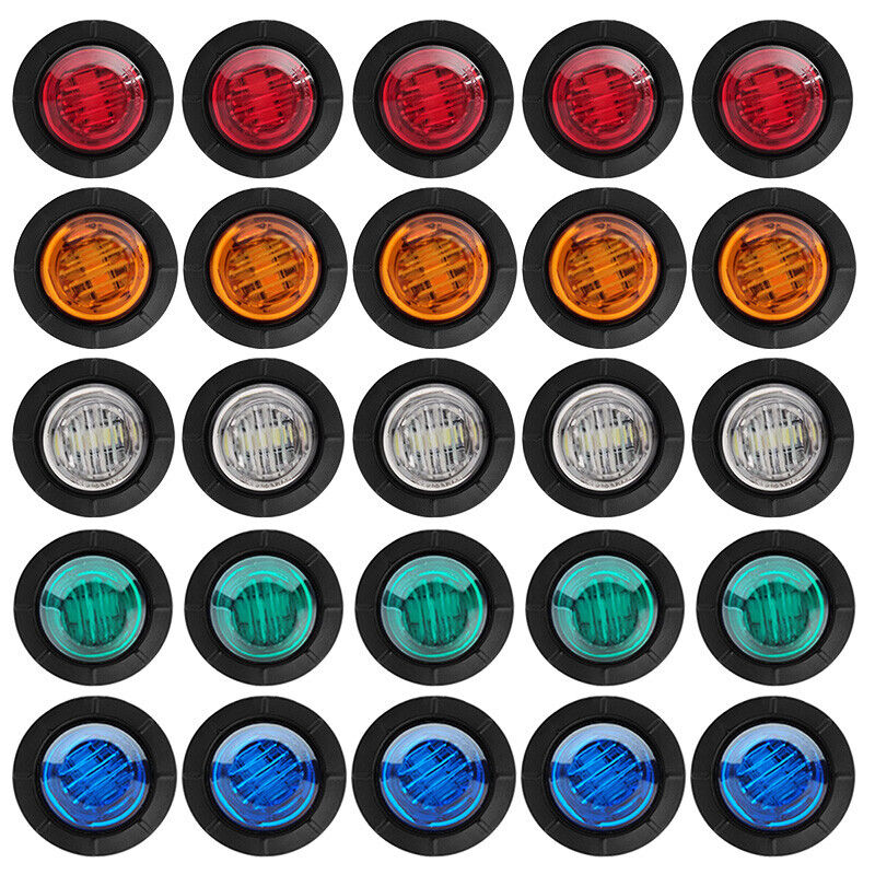 10Pcs 12V Car Truck Lorry Round LED Bullet Button Side Mini Marker Lights Lamp