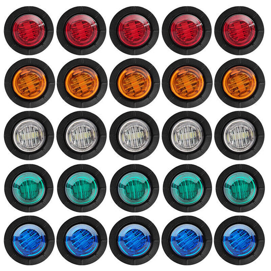 10Pcs 12V Car Truck Lorry Round LED Bullet Button Side Mini Marker Lights Lamp