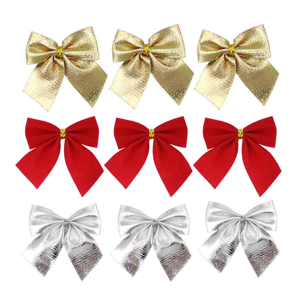 12 Pcs Christmas Tree Decoration Glittered Bow Gift