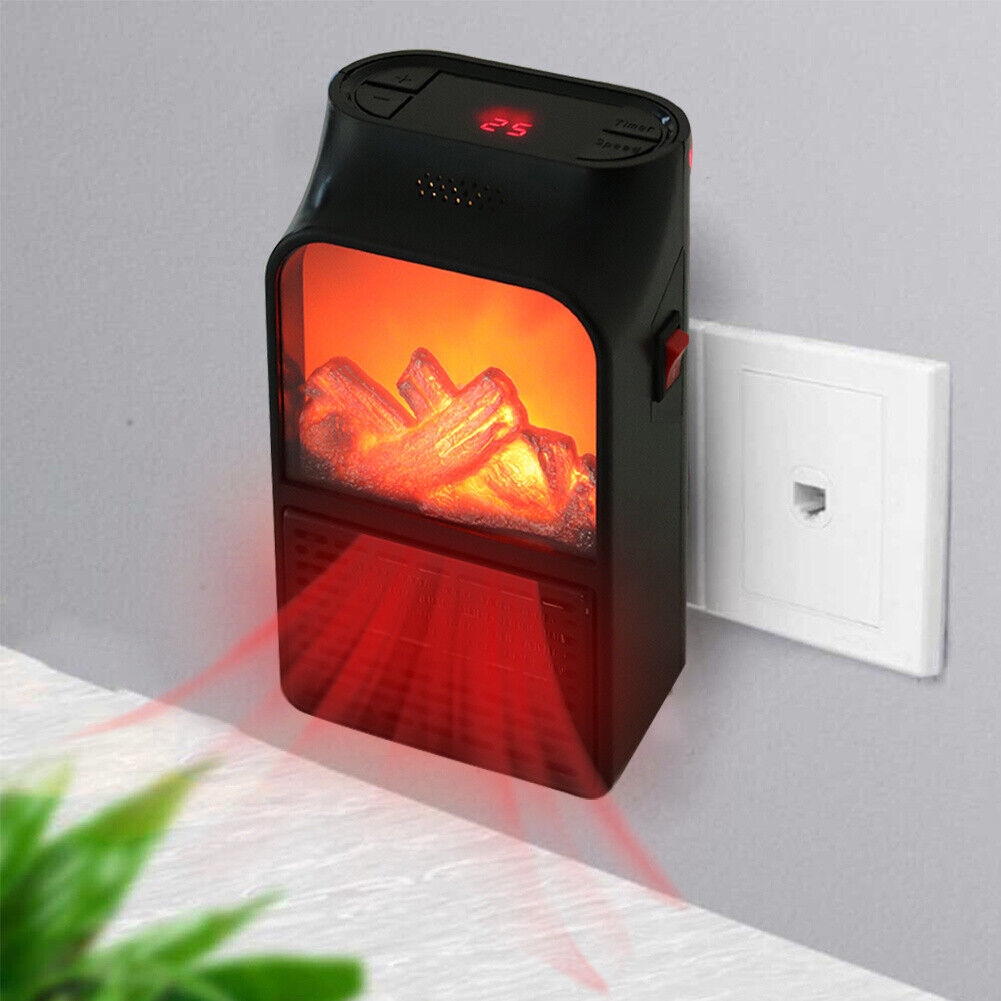 NEW! 900W Portable Plug In Wall Heater Mini Electric Fan Space Warmer with Remote