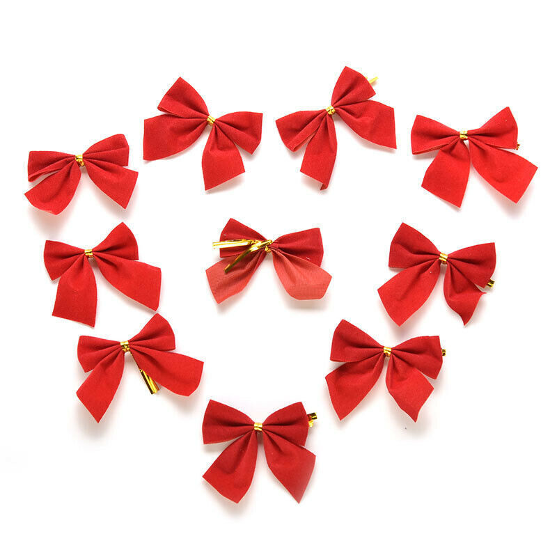 12 Pcs Christmas Tree Decoration Glittered Bow Gift
