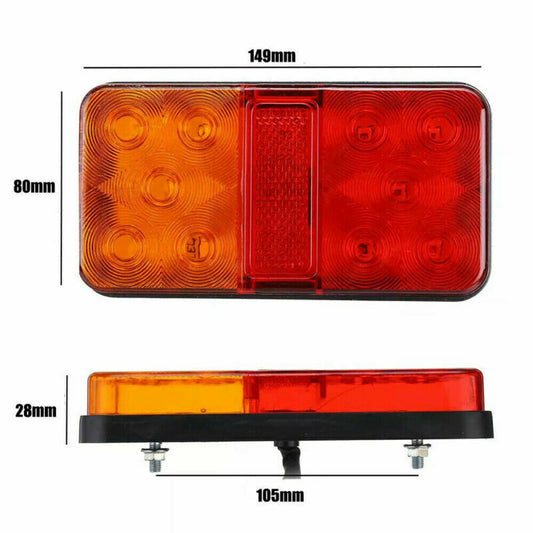 2Pc 12V LED Rear Tail Lights Indicator Stop Light Trailer Caravan Van Truck Lamp