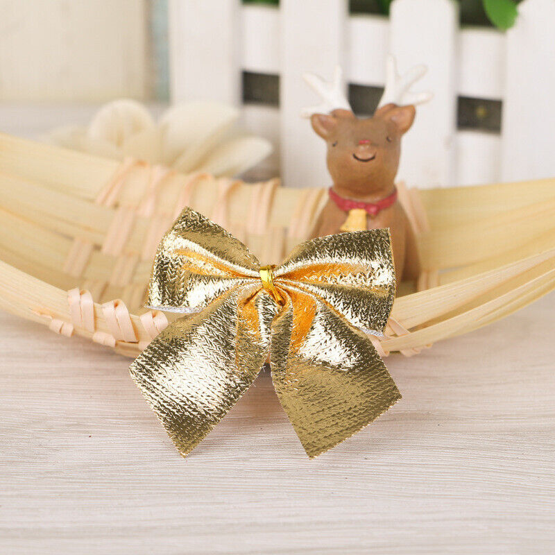 12 Pcs Christmas Tree Decoration Glittered Bow Gift