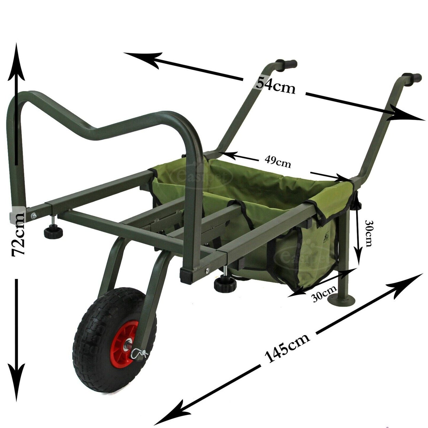 NEW! Fishing Trolley Solid PU Wheel Folding Barrow Cart with Detachable Bag