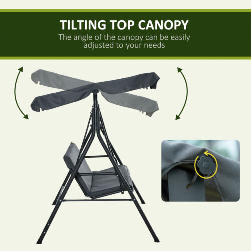 Outsunny Hammock Swing Chair 3-Seater Patio Bench Garden Dark Grey Outdoor