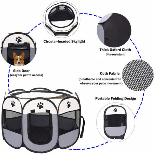 Foldable Soft Fabric Dog Crate Cat Cage Pet Bed Travel Puppy Play Pen Tent Large