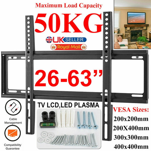 TV WALL BRACKET MOUNT SLIM FOR 26 30 32 40 42 50 63 INCH FLAT LCD LED PLASMA