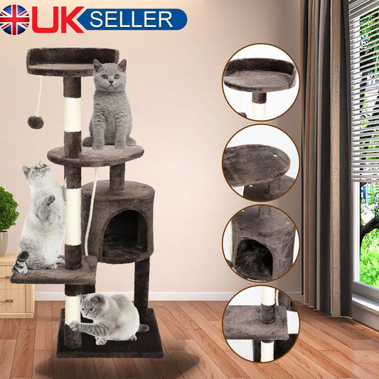 Large Cat Tree Activity Centre Scratching Post For Adult Cats Climbing Tower UK