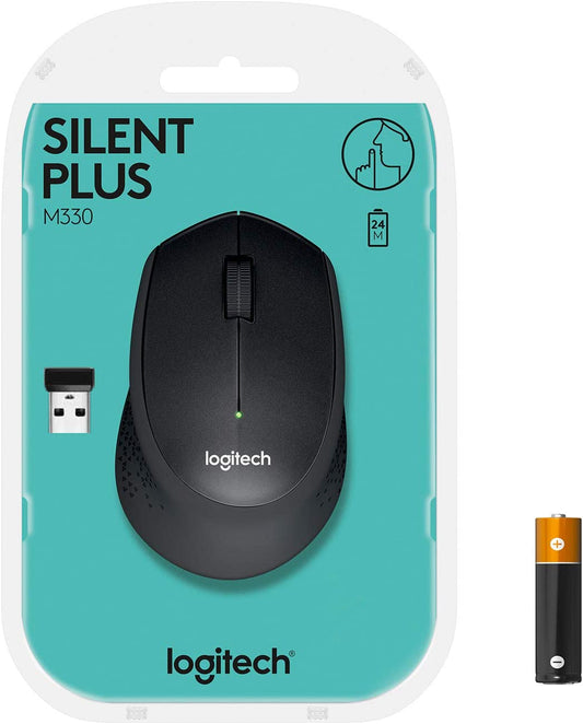 Logitech M330 SILENT PLUS Wireless Mouse 2.4GHz with USB Nano Receiver, 1000 DPI Optical Tracking, 2-year Battery Life