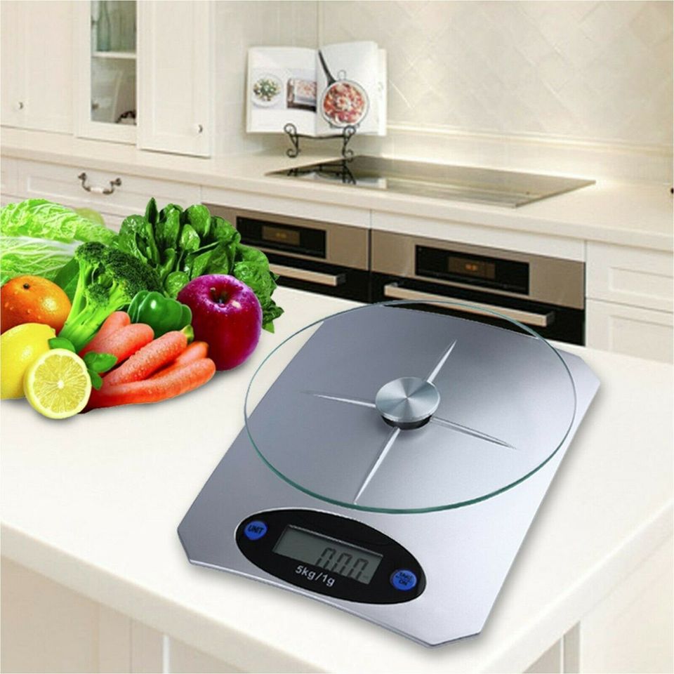 5KG DIGITAL KITCHEN SCALES GLASS PLASTIC ELECTRONIC LCD COOKING WEIGHING FOOD FREE SHIPPING