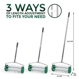 Gardening Lawn Aerator Grass Spike Roller 3 Level Telescopic Handle Adjustable