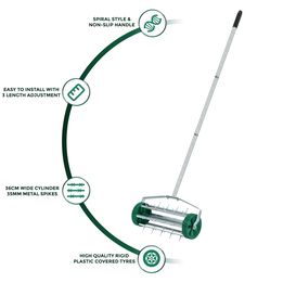 Gardening Lawn Aerator Grass Spike Roller 3 Level Telescopic Handle Adjustable
