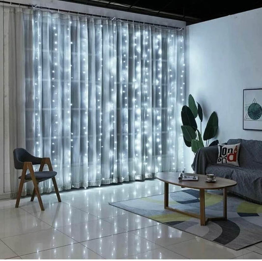 300 LED Curtain Fairy Lights String Indoor/Outdoor Backdrop Wedding Party White