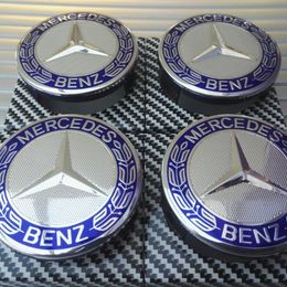 Mercedes Blue Alloy Wheel Centre Hub Caps AMG A B C E S M Class ML CLA GLA SLK