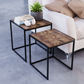Industrial Nest of Tables Set of 2 Coffee Side End Table Living Room Furniture