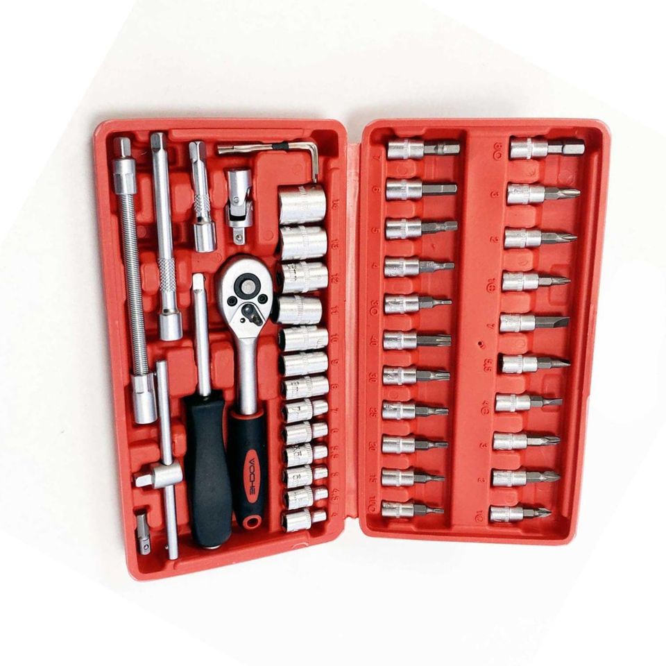 45pc 1/4 Dr Socket Set CRV Steel Torx Star Pozi Phillips Bits + Storage Case