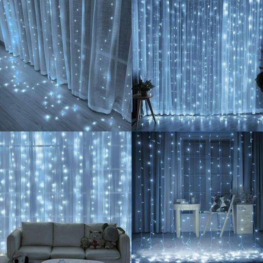 300 LED Curtain Fairy Lights String Indoor/Outdoor Backdrop Wedding Party White