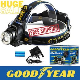 Goodyear Head Light Torch Lamp Headlamp Cree LED Rechargeable Flashlight 6000LM