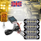 4x 4 LED Amber Recovery Strobe Flashing Grille Lightbar Lamp Truck Beacon Light
