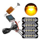 4x 4 LED Amber Recovery Strobe Flashing Grille Lightbar Lamp Truck Beacon Light
