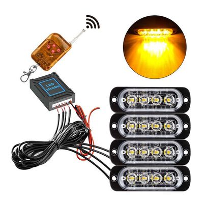 4x 4 LED Amber Recovery Strobe Flashing Grille Lightbar Lamp Truck Beacon Light