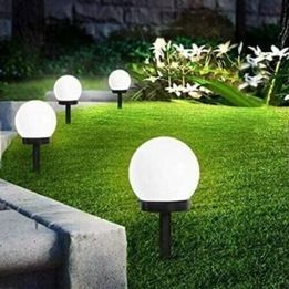 4 Solar LED Stake Lights Outdoor Garden Globe Lamps Round Ball Pathway