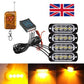 4x 4 LED Amber Recovery Strobe Flashing Grille Lightbar Lamp Truck Beacon Light