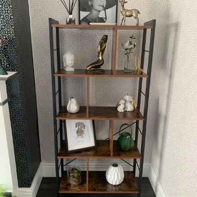 Bookshelf, Living Room Bookcase, Large 4-Tier Storage Shelf, for Office Study, Rustic Brown