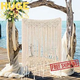 Boho Wedding Backdrop Decorations 45 x 39 Inch, Handmade Woven Tapestry Wall Hanging