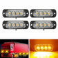 4x 4 LED Amber Recovery Strobe Flashing Grille Lightbar Lamp Truck Beacon Light