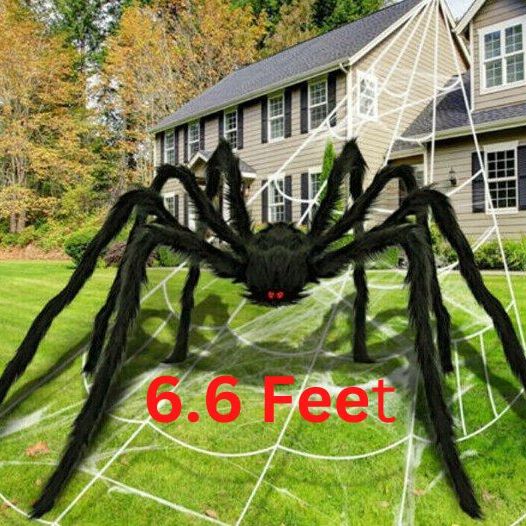 200CM(6.6FT) Hairy Giant Spider Halloween Prop Indoor/Outdoor Decor