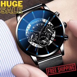 Mens Stainless Steel Wrist Watch Quartz Date Analog Sports Watches