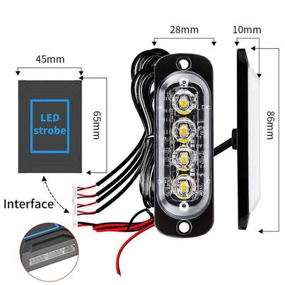 4x 4 LED Amber Recovery Strobe Flashing Grille Lightbar Lamp Truck Beacon Light