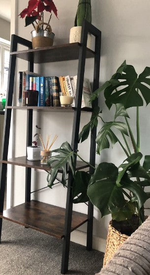 Ladder Shelf, Bookshelf, 4-Tier Industrial Storage Rack for Living Room, Bedroom, Kitchen