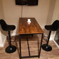 Set of 2 Bar Stools Black Soft Leatherette PU Seat Solid Adjustable Gas Lift Frame