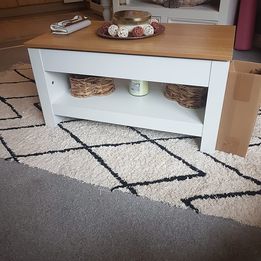 NEW Wooden Modern Coffee Sofa End Table wit Bottom Storage, Oak