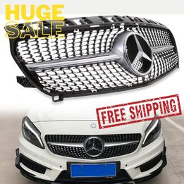 A250 STYLE SILVER FRONT BADGE GRILL GRILLE FOR MERCEDES BENZ A CLASS W176 12-15