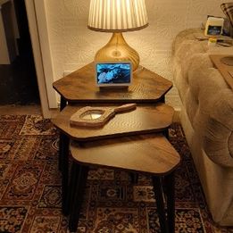 Nesting Coffee Table Set of 3 End Tables for Living Room Stacking Side Tables