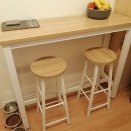 NEW Kitchen Bar Table Counter and 2 Stools Set Breakfast Dining Table Light Oak Coffee Table