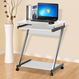 Computer Desk Z-Shaped with Keyboard Shelf Home Office Study PC Table Furniture