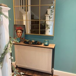 NEW  Wooden Hallway Console Table with Metal Legs (Oak)