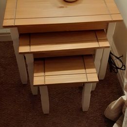 Set of 3 Movian Corona Nest Of Tables, Solid Pine Wood