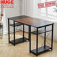 Industrial PC Computer Desk Metal+MDF Work Study Tables w/ Shelves Home Office