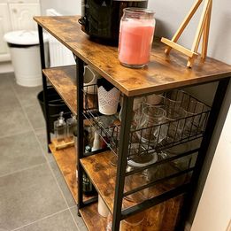 Baker's Rack Industrial Kitchen Island Microwave Storage Rack with Metal Mesh Basket BRAND NEW