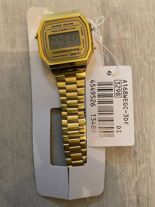 CASIO Retro Classic Mens Digital Steel GOLD Bracelet Watch-A168WG-9EF UK