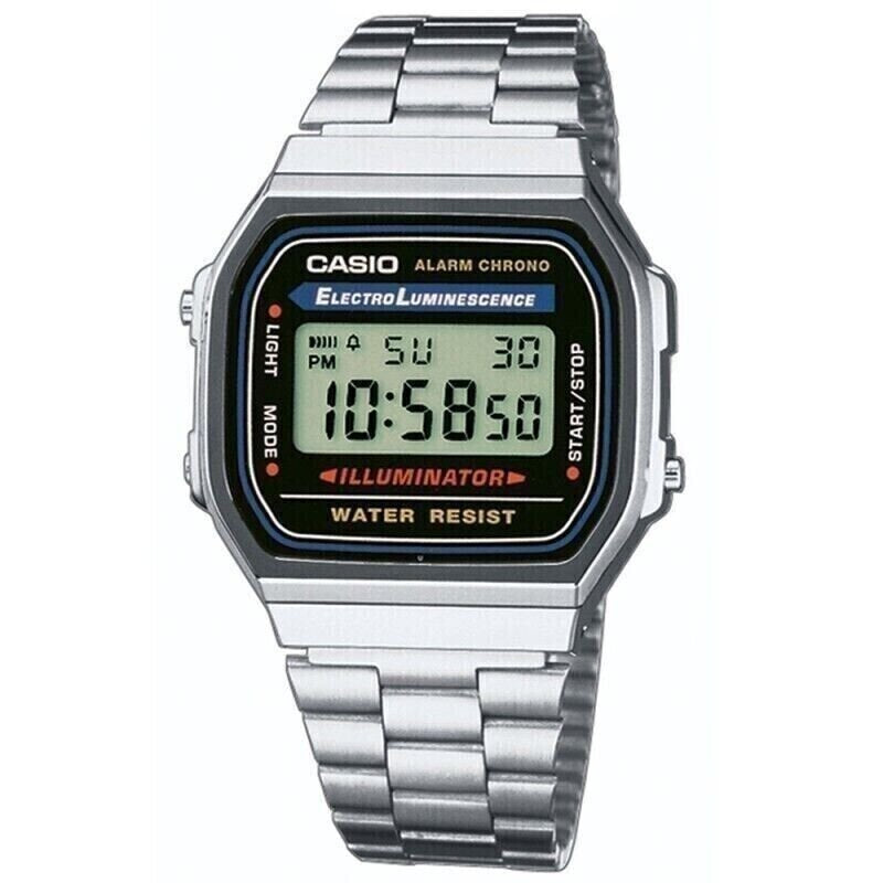 CASIO Retro Classic Unisex Digital Bracelet Watch-A168WA- Silver