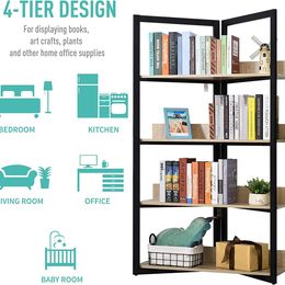 NEW! 4-Tier Triangle Frame Storage Shelf Bookshelf Display Unit Cabinet Steel Frame